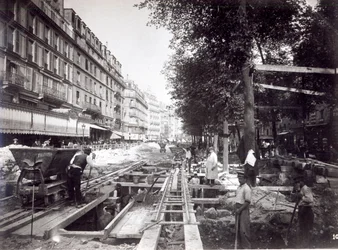 Construcción de la estación de St Paul en la Línea 1 del metro de París, 1903